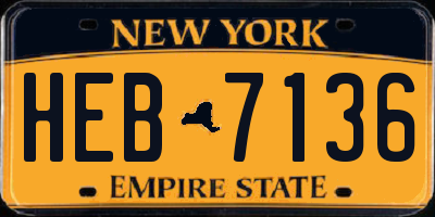 NY license plate HEB7136