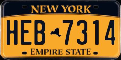 NY license plate HEB7314