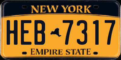 NY license plate HEB7317