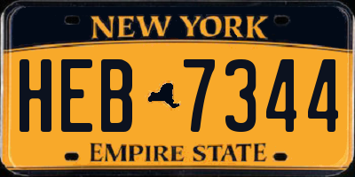 NY license plate HEB7344