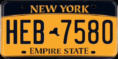 NY license plate HEB7580