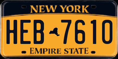 NY license plate HEB7610