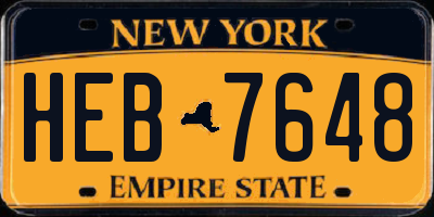 NY license plate HEB7648