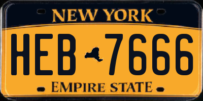 NY license plate HEB7666