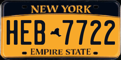 NY license plate HEB7722