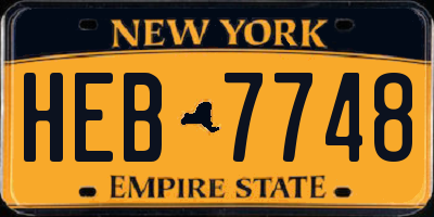 NY license plate HEB7748