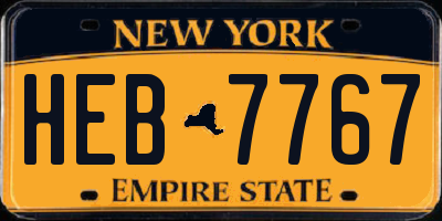 NY license plate HEB7767