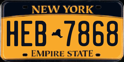 NY license plate HEB7868