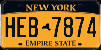 NY license plate HEB7874