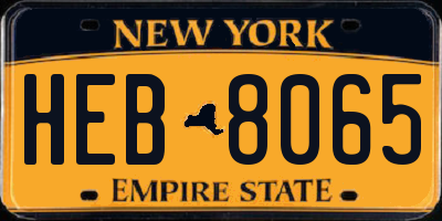 NY license plate HEB8065