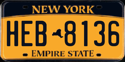 NY license plate HEB8136