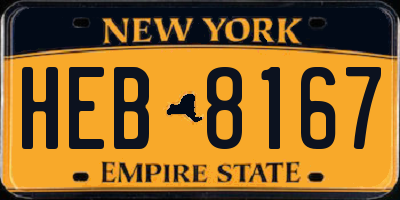 NY license plate HEB8167