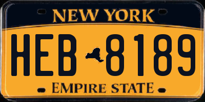 NY license plate HEB8189