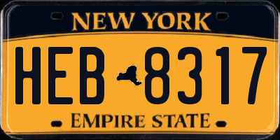 NY license plate HEB8317