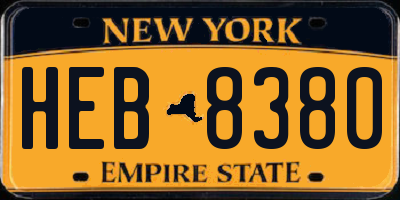 NY license plate HEB8380