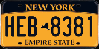 NY license plate HEB8381