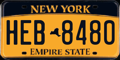 NY license plate HEB8480