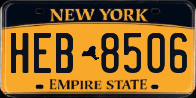NY license plate HEB8506