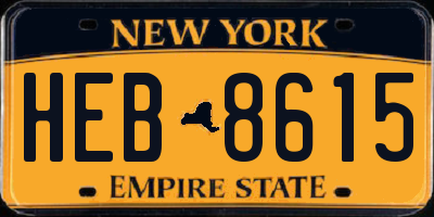 NY license plate HEB8615
