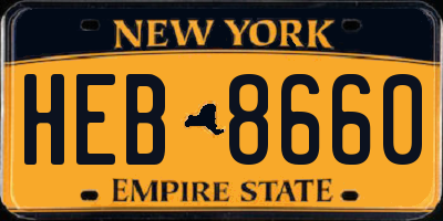 NY license plate HEB8660