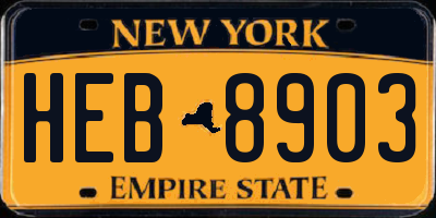 NY license plate HEB8903
