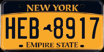 NY license plate HEB8917