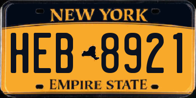 NY license plate HEB8921