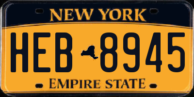 NY license plate HEB8945
