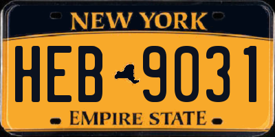 NY license plate HEB9031
