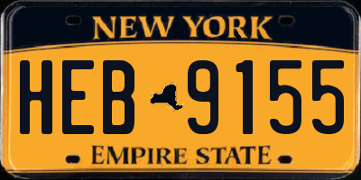 NY license plate HEB9155