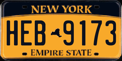 NY license plate HEB9173