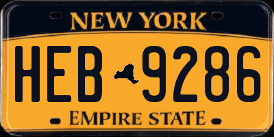 NY license plate HEB9286