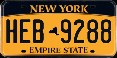 NY license plate HEB9288
