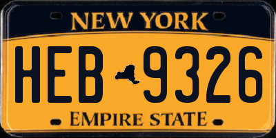 NY license plate HEB9326
