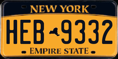 NY license plate HEB9332