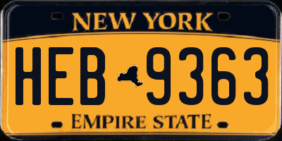 NY license plate HEB9363