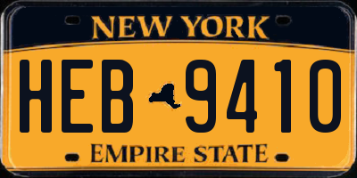 NY license plate HEB9410