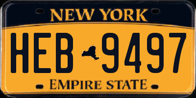 NY license plate HEB9497