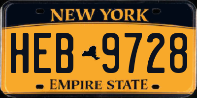 NY license plate HEB9728