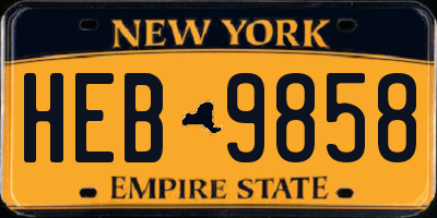 NY license plate HEB9858
