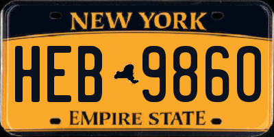 NY license plate HEB9860