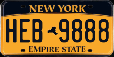 NY license plate HEB9888