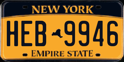 NY license plate HEB9946