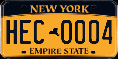 NY license plate HEC0004