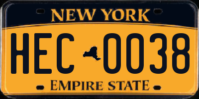 NY license plate HEC0038