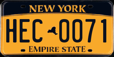 NY license plate HEC0071