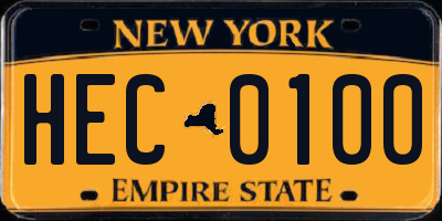 NY license plate HEC0100