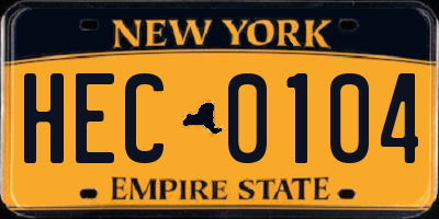 NY license plate HEC0104