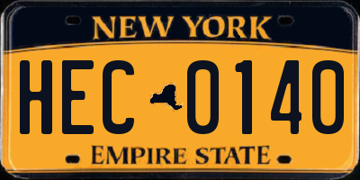 NY license plate HEC0140
