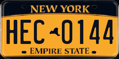 NY license plate HEC0144